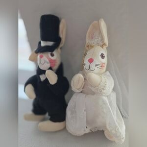 Vintage Wedding Bunny Couple Plush Ornaments | Coquette Cottagecore Aesthetic